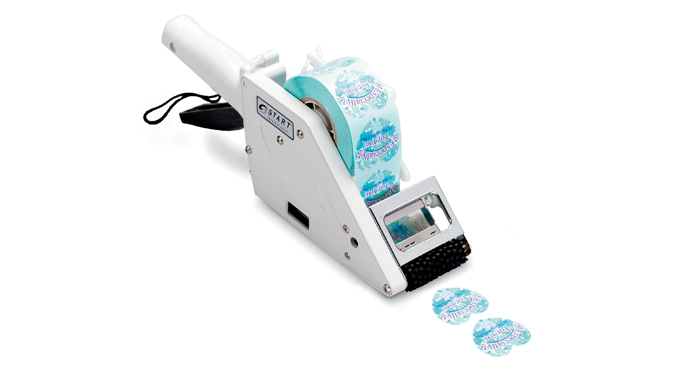 Figure 1.2 - A manual hand-held label applicator/labeler courtesy of Start International