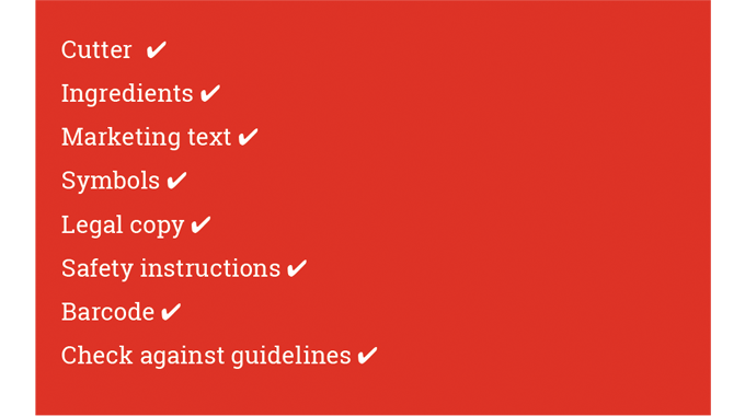 Figure 2.4 - Check list of critical elements in a pack design