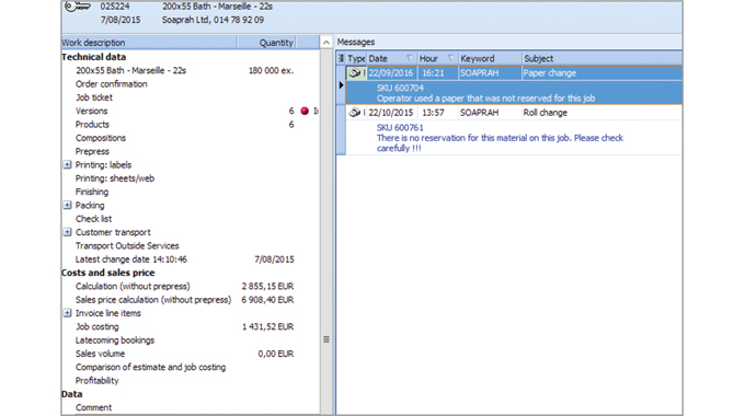 Figure 6.5 The Cerm complaints software displays messages about problems or complaints