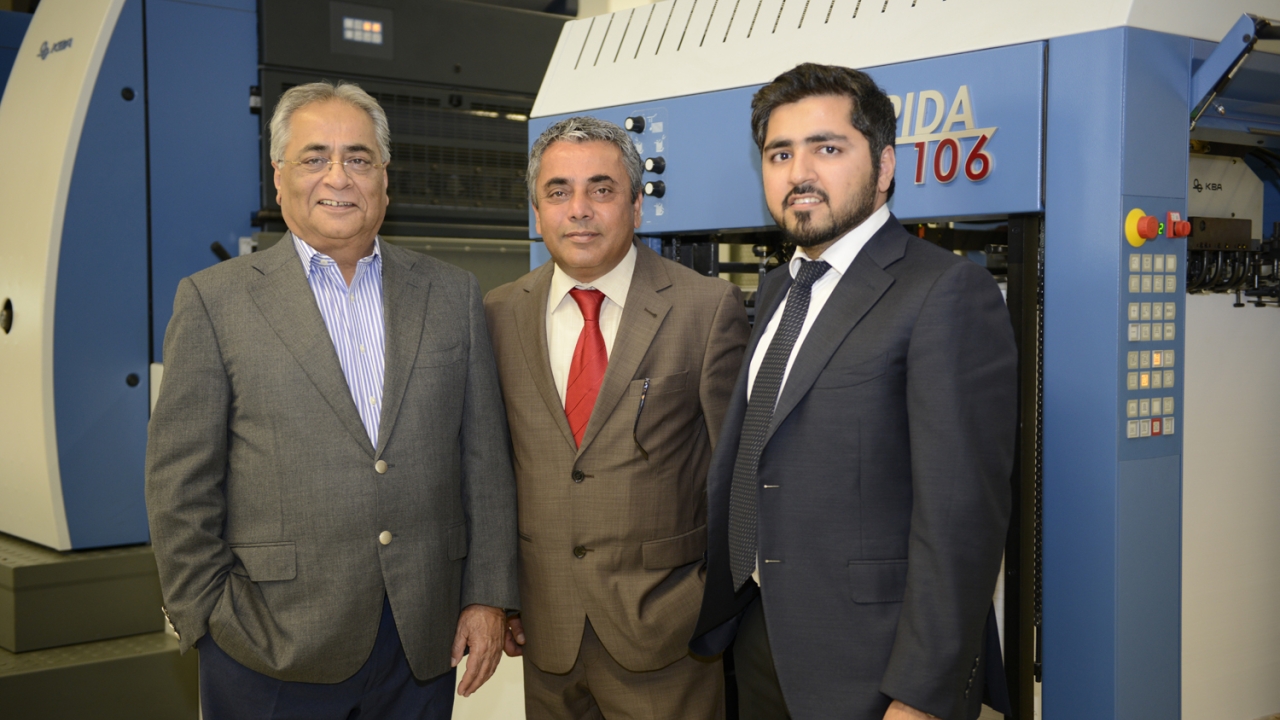 Pictured (from left): Muhammad Yousuf Tinwala, chief executive of Saima Packaging; KBA sales manager Bhupinder Sethi; and Abdul Aleem Tinwala, Saima Packaging director Pictured (from left): Muhammad Yousuf Tinwala, chief executive of Saima Packaging; KBA sales manager Bhupinder Sethi; and Abdul Aleem Tinwala, Saima Packaging director