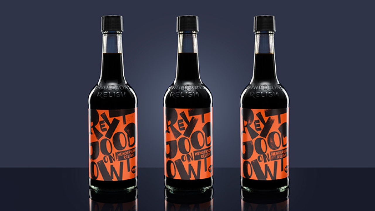 Amberley Labels, part of the Coveris Group, has teamed up with British sauce brand Henderson's Relish and lettering artist Oli Frape to produce a limited collection of 3,000 uniquely labeled bottles Amberley Labels, part of the Coveris Group, has teamed up with British sauce brand Henderson's Relish and lettering artist Oli Frape to produce a limited collection of 3,000 uniquely labeled bottles