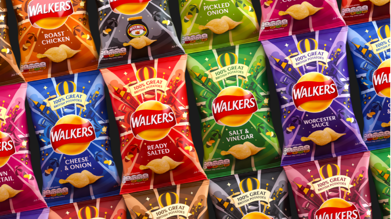 A mix of gloss and matte finishes emphasize the premium nature of the crisps PepsiCo launches rebranded Walkers crisp packaging in the UK