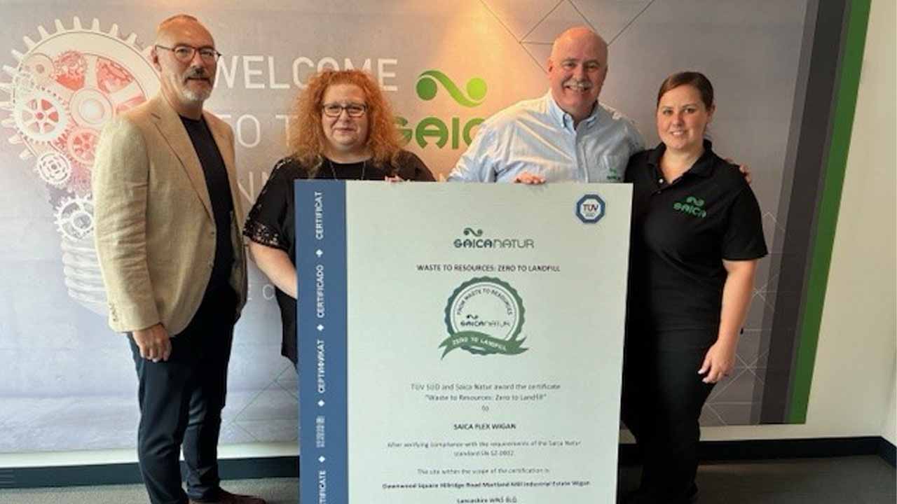 Saica Flex UK achieves first Zero to Landfill certificate