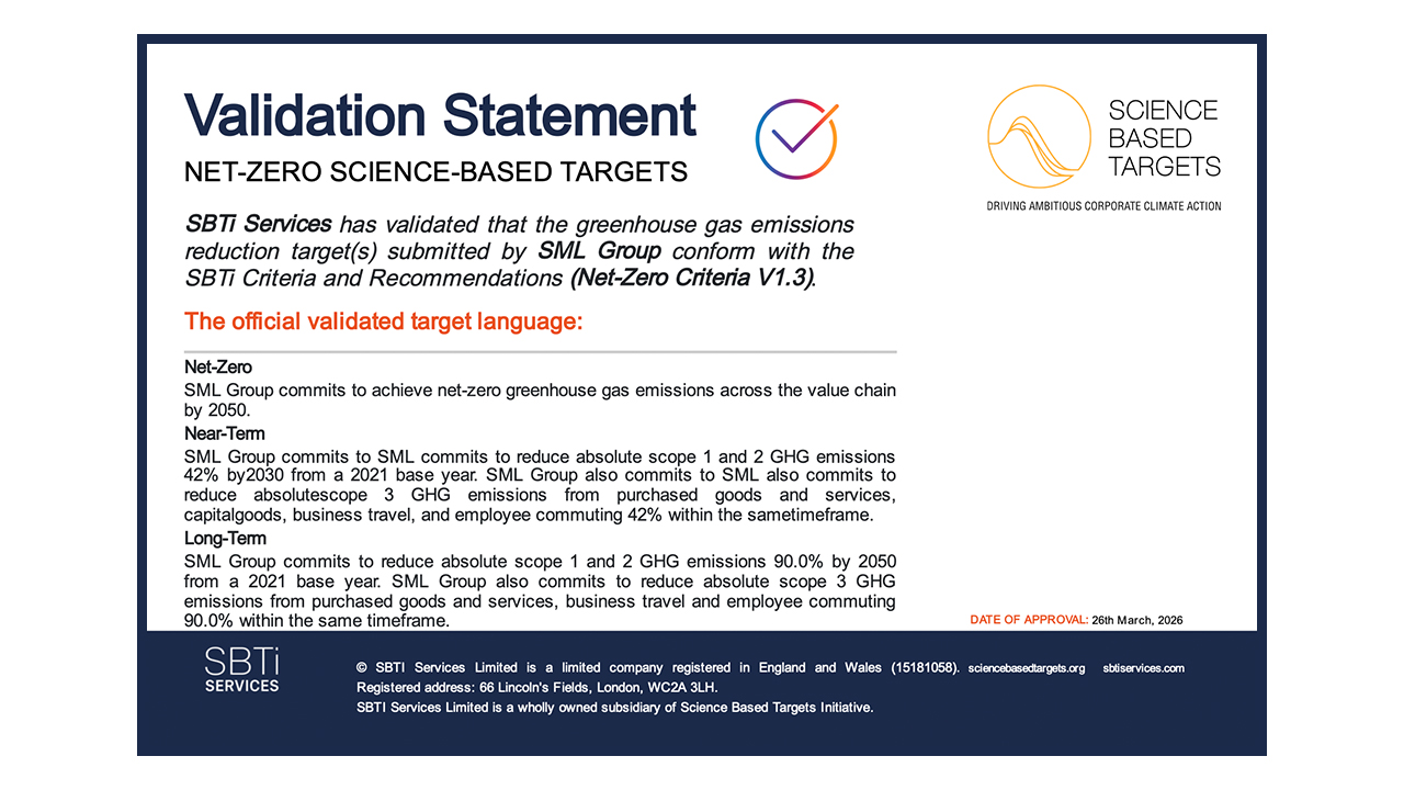 SML Group receives SBTi validation | Labels & Labeling
