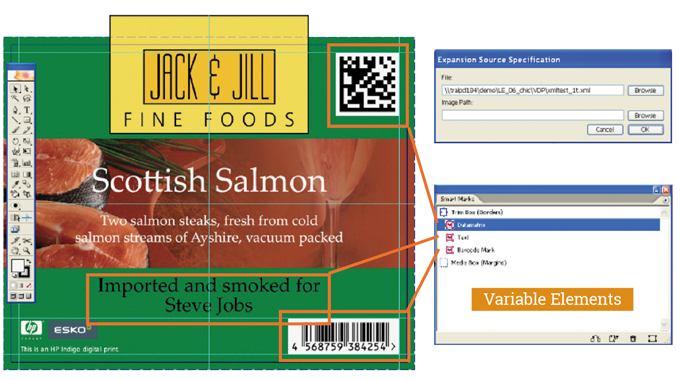 Figure 5.6 - Illustration above shows an example of variable data printing courtesy of Esko