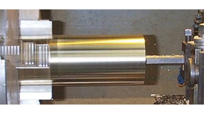 Figure 6.8 - Machining the die cylinder to correct diameter