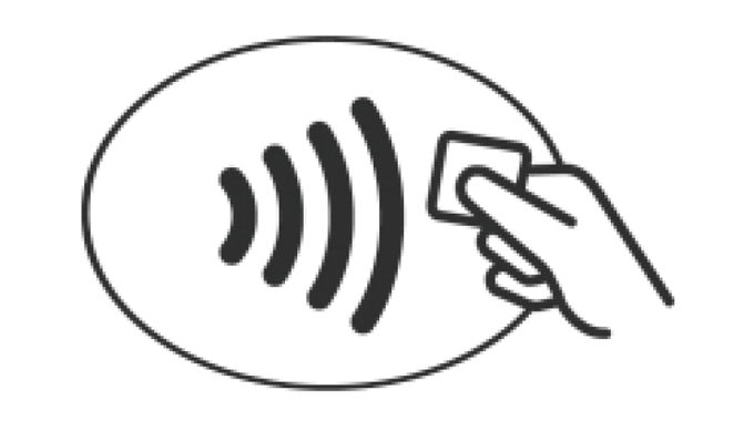 Figure 8.15 - The NFC symbol can now be seen on most new issues of credit and debit cards and indicates the contactless functionality of card which requires no PIN for payments of up to £30 or its equivalent in mainland Europe and North America