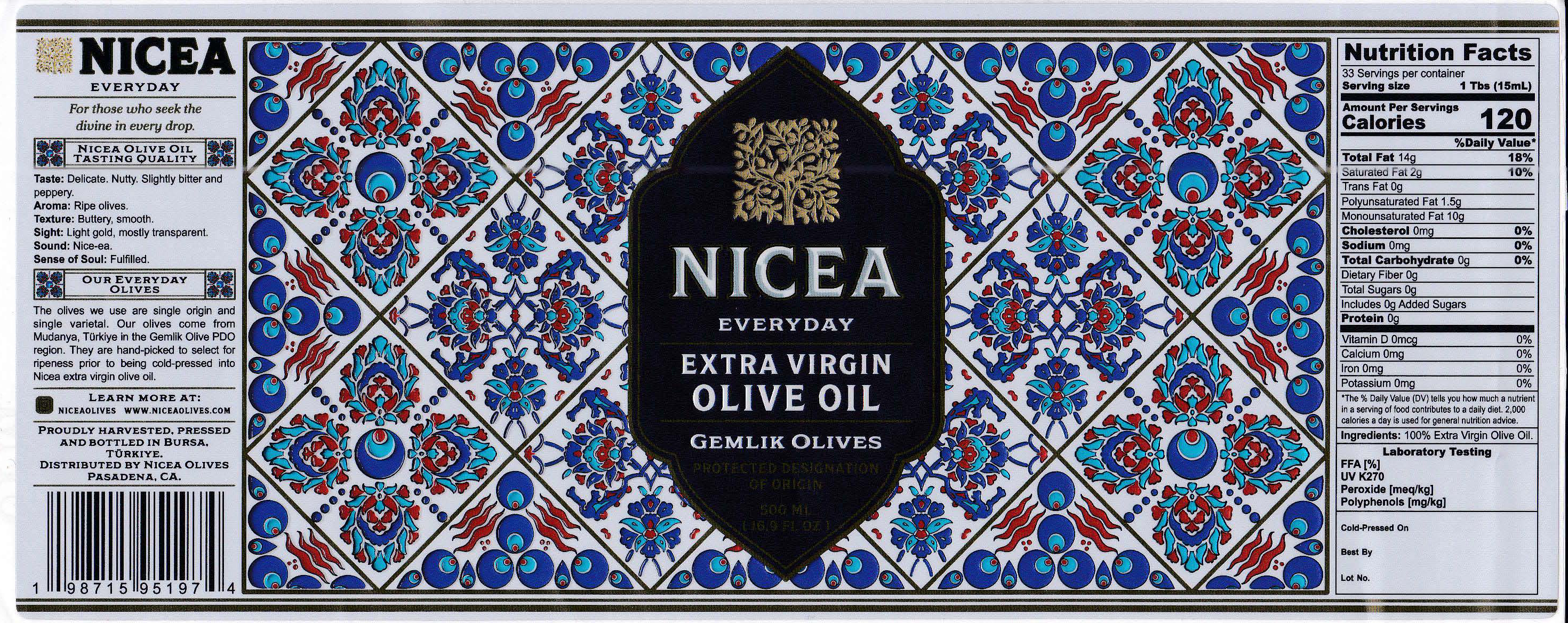 Sancak Etiket claimed the combination printing award for Nicea Extra Virgin Olive Oil