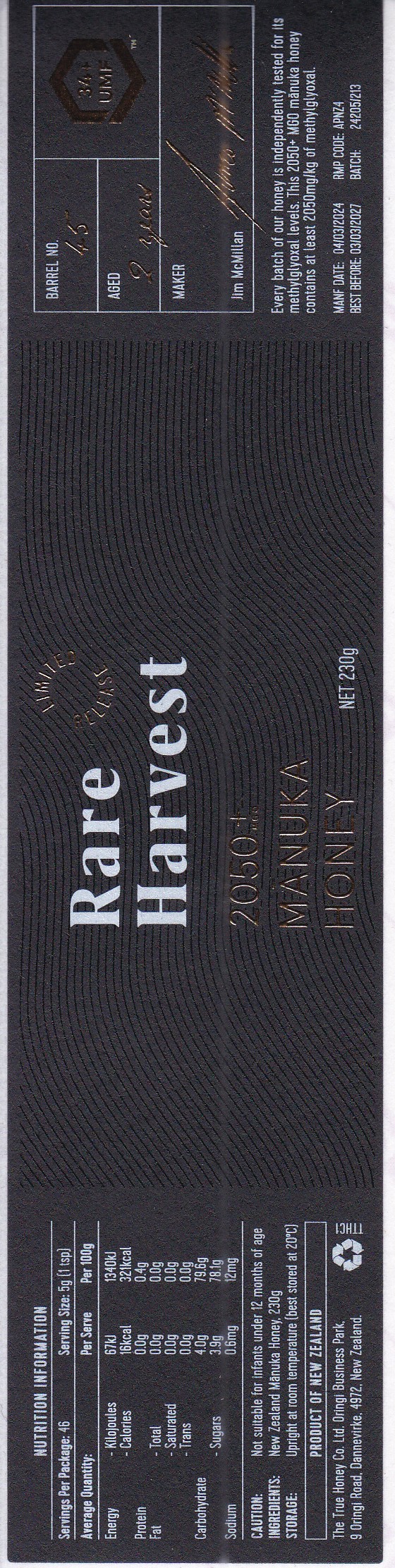 The digital printing award went to MCC Albany for True Honey Rare Harvest 2050+ Manuka Honey