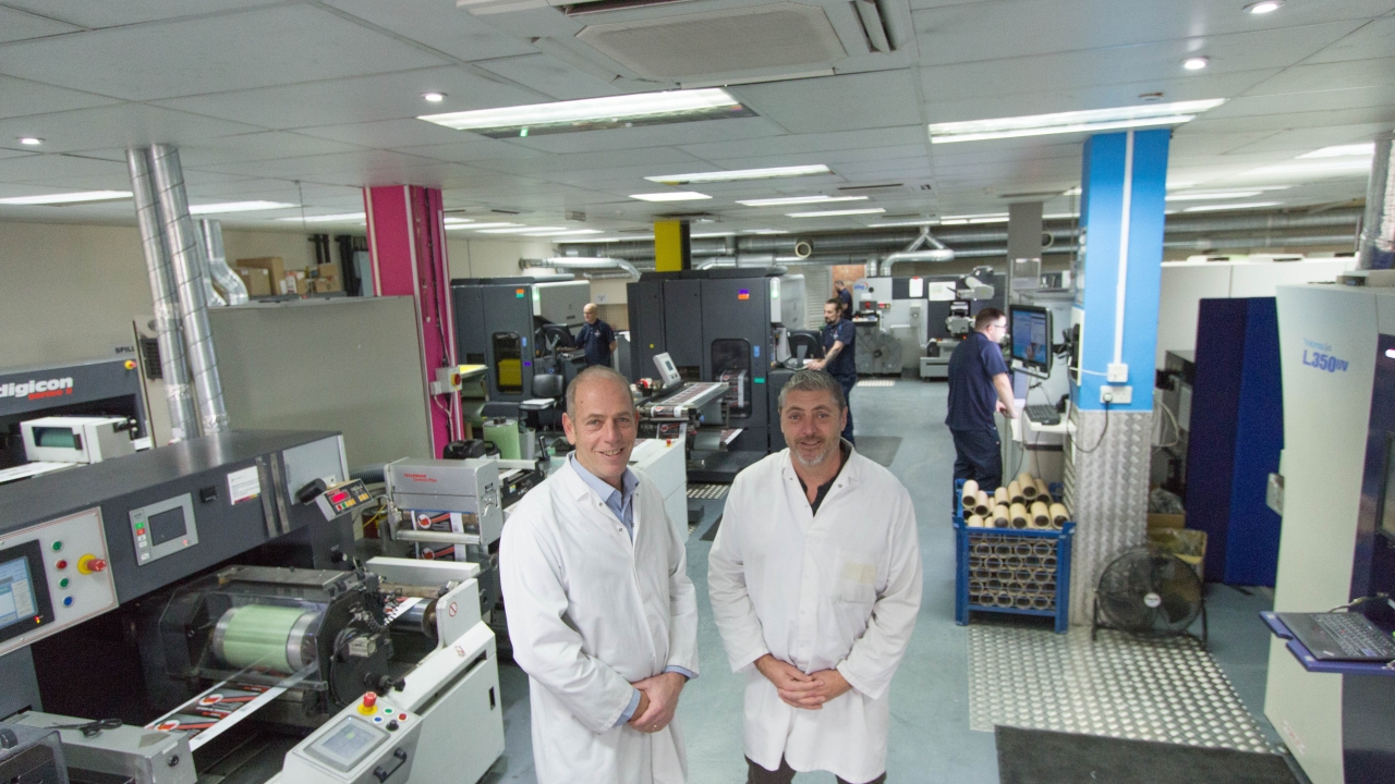 Springfield Solutions’ joint managing director, Dennis Ebeltoft (L) and Steve Nix, print operations manager at Springfield Solutions, in the company’s busy print room which is undergoing a £1.3m expansion.