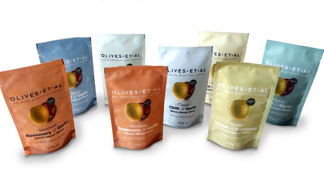 UNI Packaging delivered 400 sample pouches featuring eight designs for Olives Et Al in seven days