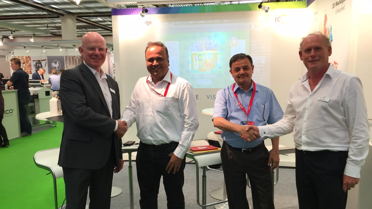 Pictured (from left): Trevor Haworth, Creative Edge Software; Gopal Krishnan and Hemanshu Desai, ThinkPrint; Nick Gilmore, Creative Edge Software