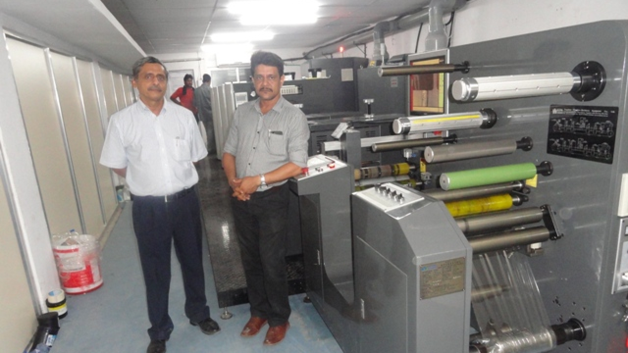 Himanshu and Humayun Ahmed of Morsef Machines with the new press installed in Surat