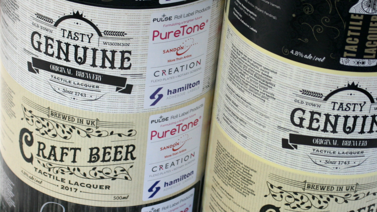 Creation has worked with Pulse Roll Label Products to showcase an inventive new food packaging-compliant UV flexo rough texture varnish aimed at the craft beer label market and other specialized print applications