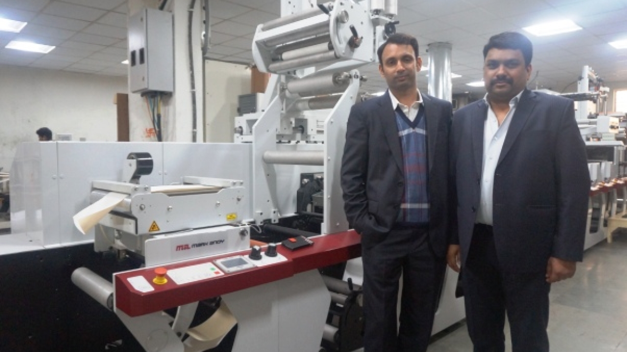 Nikhil Puri (right) and Nipun Puri (left) with A&S Labels' new Mark Andy flexo press