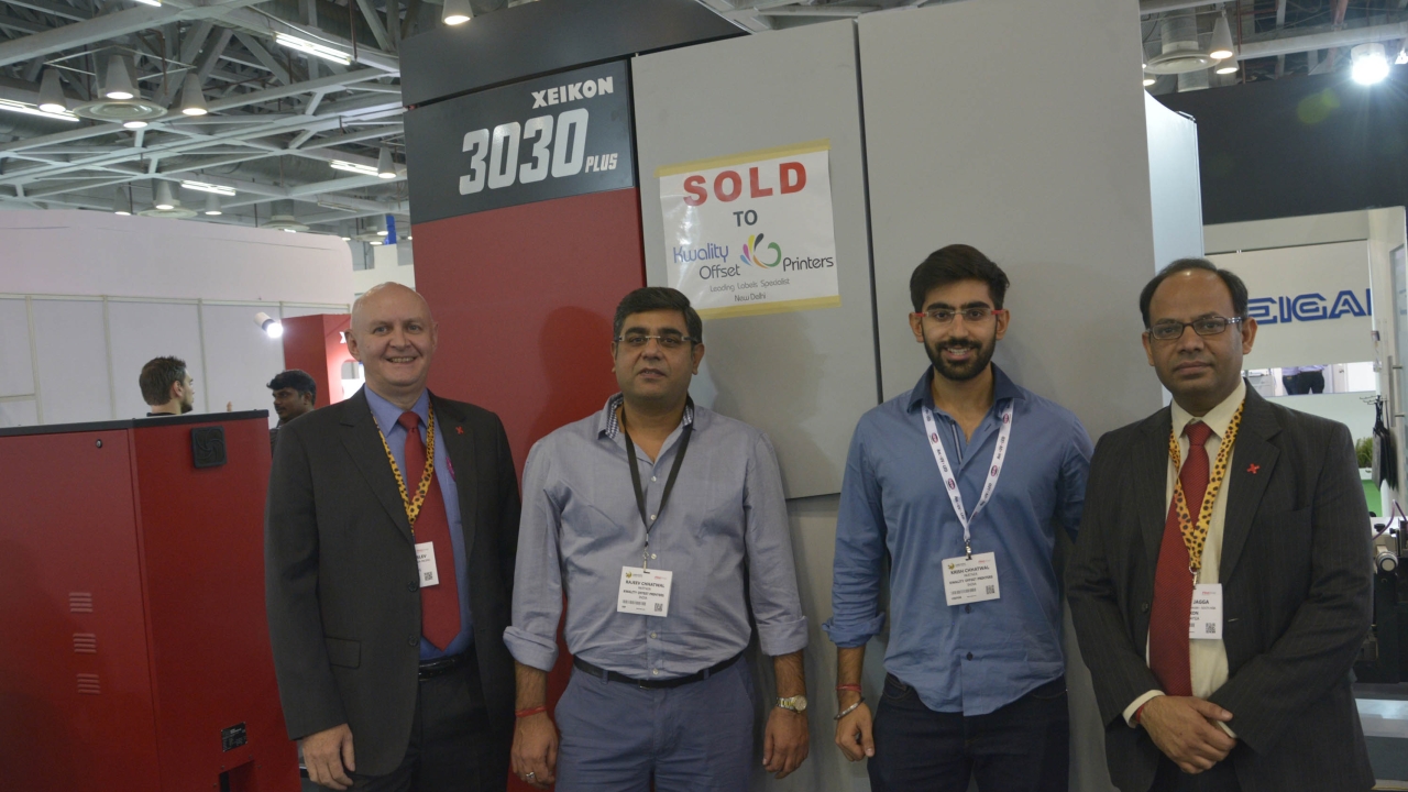 Pictured L-R: Bent Serritslev, Xeikon managing director, Asia Pacific; Rajeev Chhatwal, partner, Kwality Offset Printers India; Krish Chhatwal, partner, Kwality Offset Printers India; and Neeraj Jagga, Xeikon’s sales channel manager, Asia Pacific