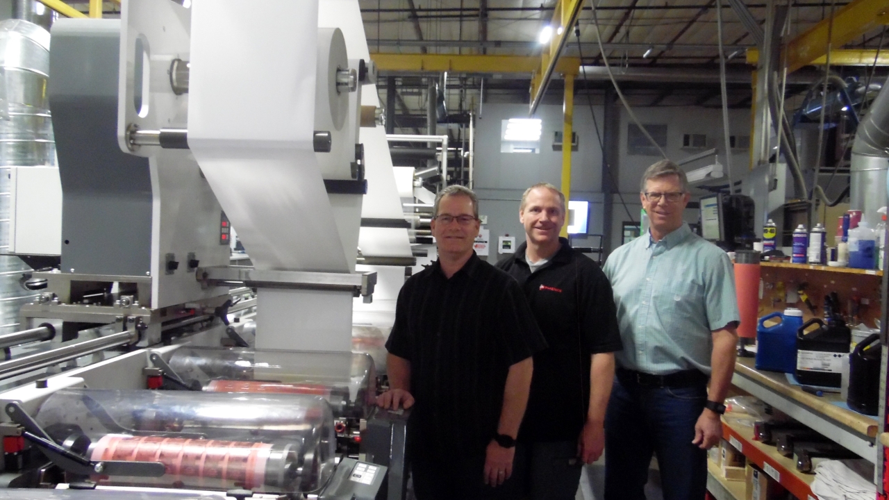 Pictured (from left): Todd Fatino, vice president of innovation; Chris Smith, senior press operator; Todd Austin, production engineer, all from Phenix Label Company