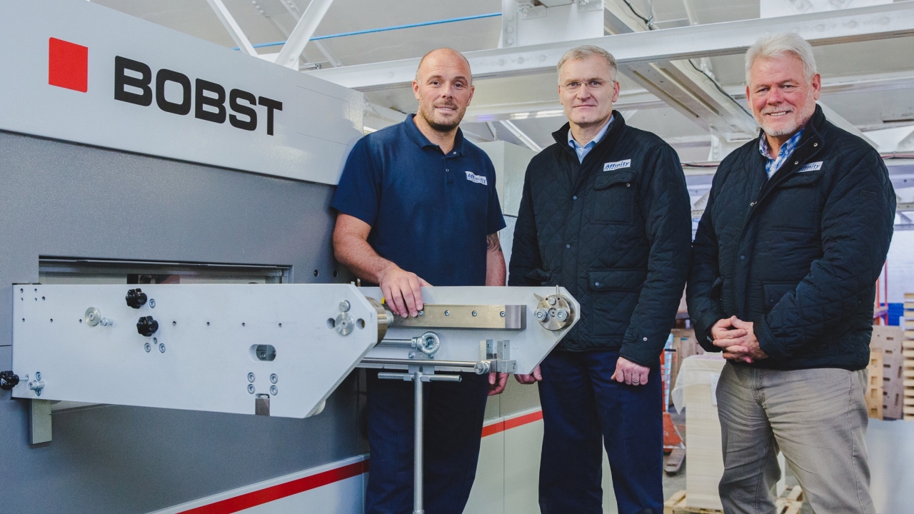 Pictured (from left): Lee Blackwell, machine operator; Anthony Mould, operations director; Chris Dew, managing director, all of Affinity Packaging
