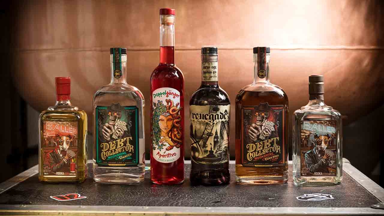 The complete range of Doghouse Distillery spirits