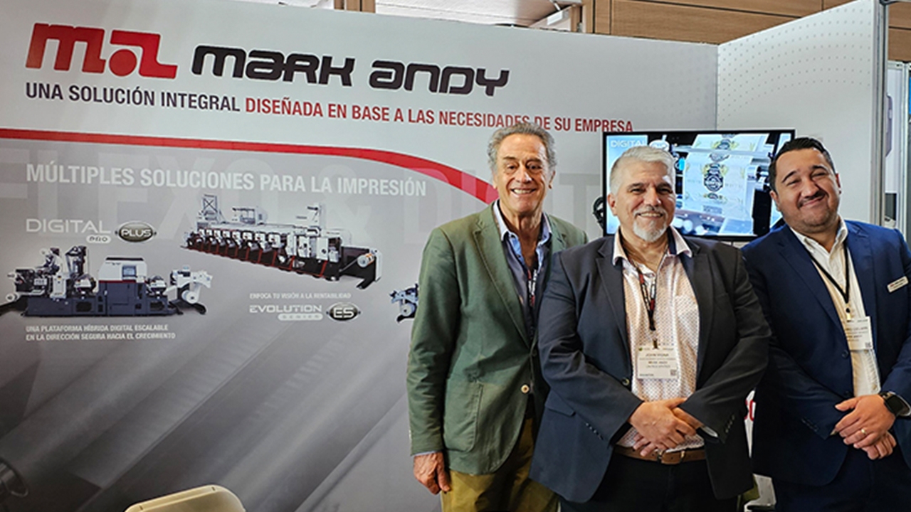 L-R: Herbert Bardenheuer, Mark Andy distributor in Columbia; John Vigna, Mark Andy sales manager for Latin America and Kejiro Celaya, Mark Andy sales manager for Mexico.