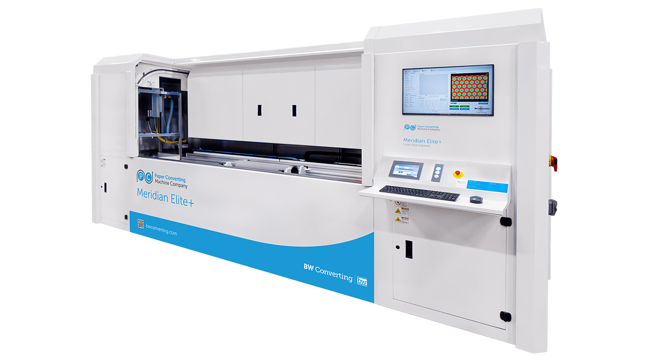 PCMC Meridian Elite+ laser roll cleaner with anilox inspection technology