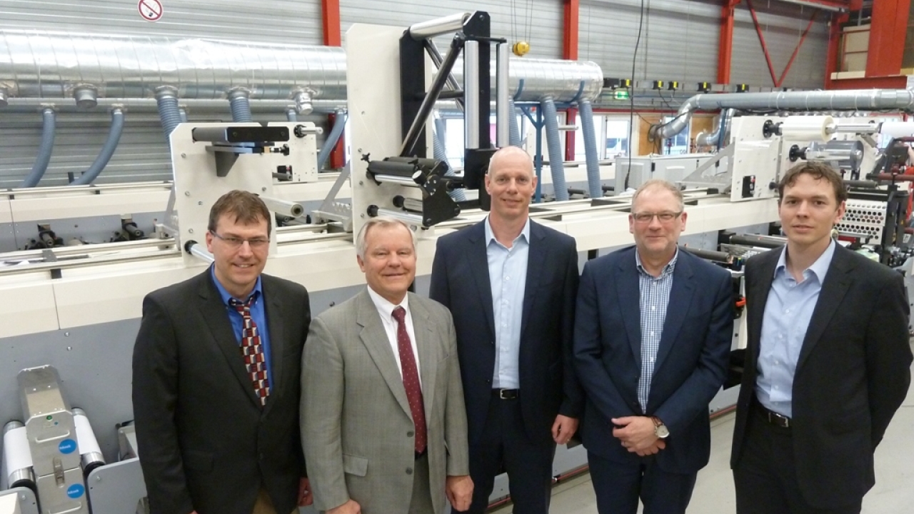Pictured (from left): Scott Rauscher, vice president of operations at EMT International; Paul Rauscher, EMT International CEO; Wim van den Bosch, MPS CEO; Bert van den Brink, MPS co-founder MPS; and Kees Nijenhuis, vice president of MPS Systems North America