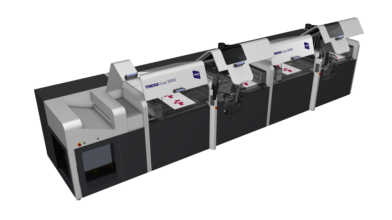 Tresu’s iCoat 30000 Twin is specifically designed for in-line integration with the HP Indigo 30000 digital press