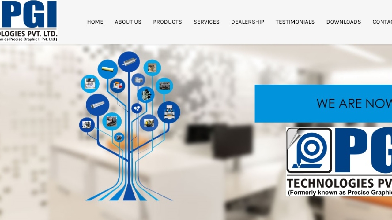 The new website of PGI Technologies, previously known as Precise Graphic