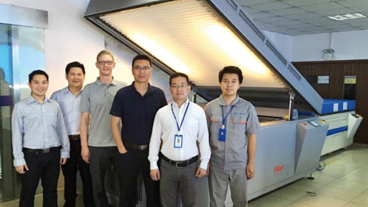Pictured (from left): Chawanwit Rassameepotch, Supachai Theravithayangkura, Thomas Weik and Yushan Lee, of Flint Group; and Tan Miao and Cai Lei of Sinwa