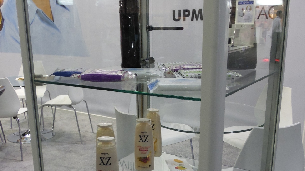 One of UPM Raflatac’s on-stand highlights is the FIT range of efficiently thin, more sustainable, high-productivity labelstock