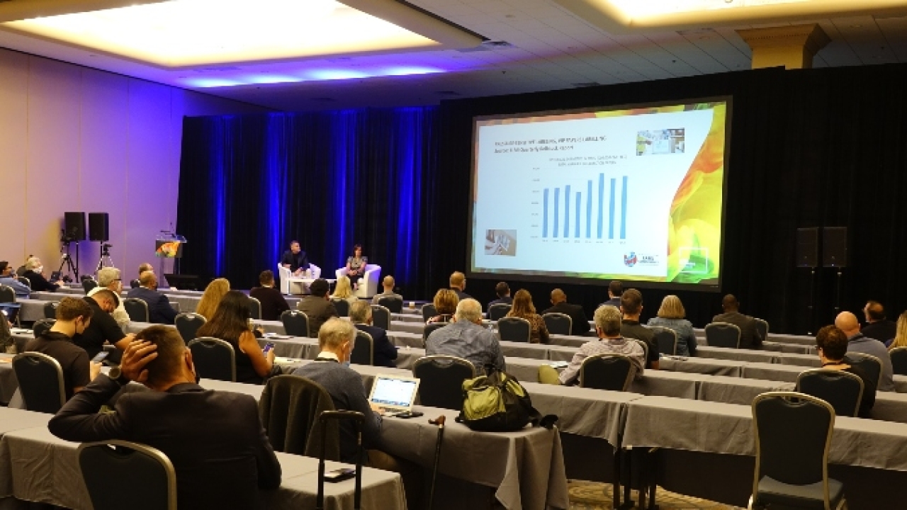 AWA’s Corey Reardon and TLMI’s Linnea Kean opened the conference with a look at the global label market 