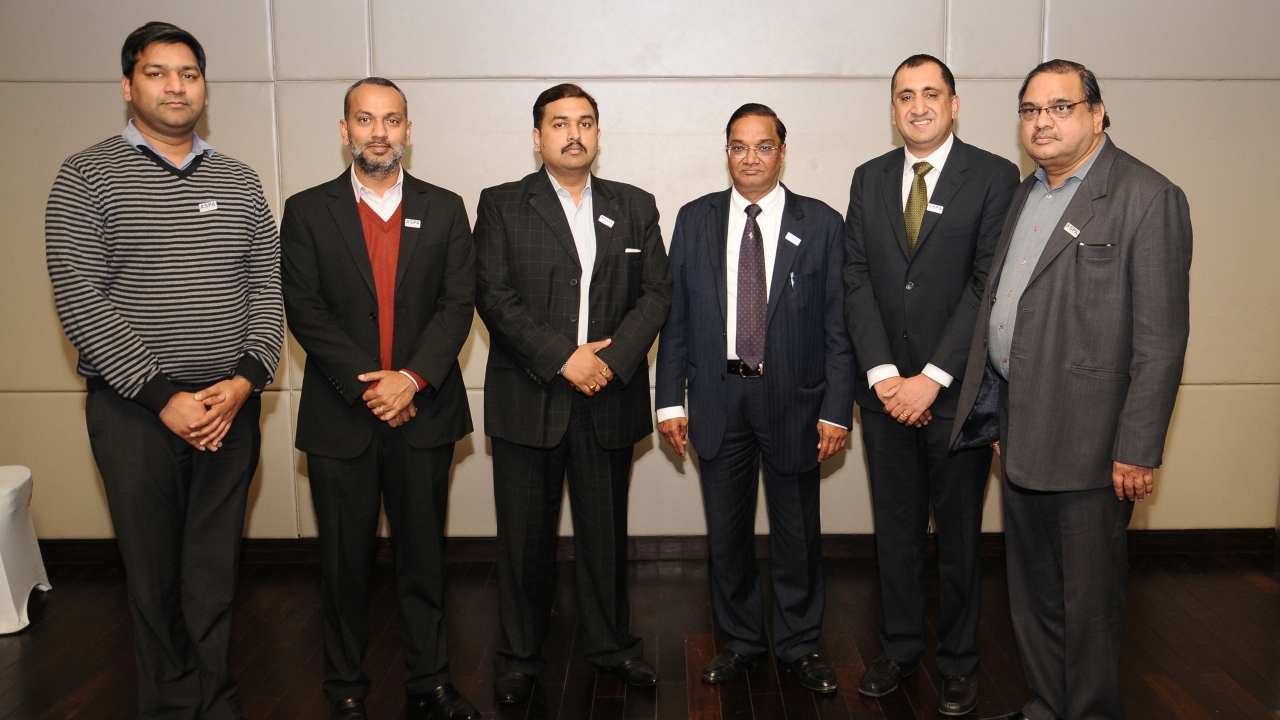 L to R: Mukesh Goyal, director, Gopsons Paper; Luv Shriram, managing director, Shriram Veritech; Arun Aggarwal, chief executive officer, Kantas Track-Pack; Umendra Kumar Gupta, chairman and managing director of Holostik India; Nakul Pasricha, Chief Operating Officer of PharmaSecure and Deepak Gupta, director, Shree Lamipack