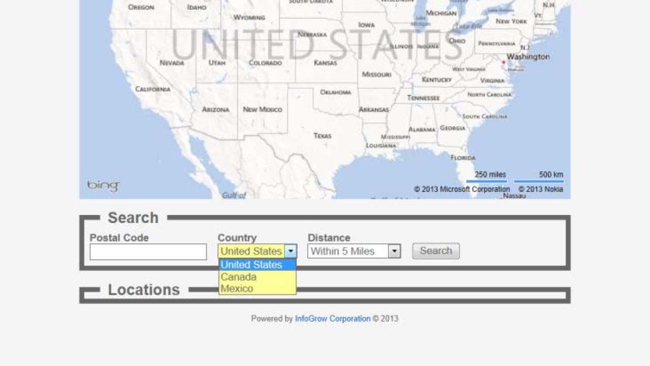 The tool features an interactive map with a directory that indicates locations of non-landfill operations or energy-from-waste facilities in the US, Canada and Mexico