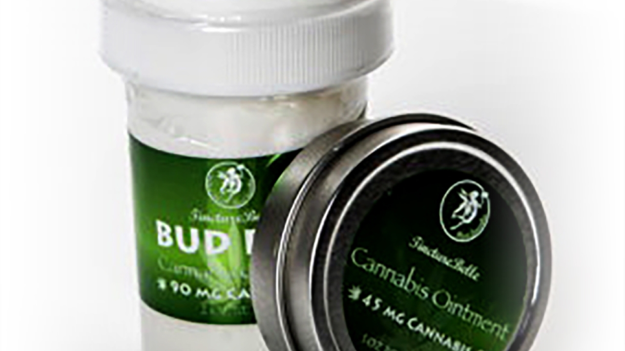 Cannabis ointment with labels created by Lightning Labels in Denver%2c Colorado