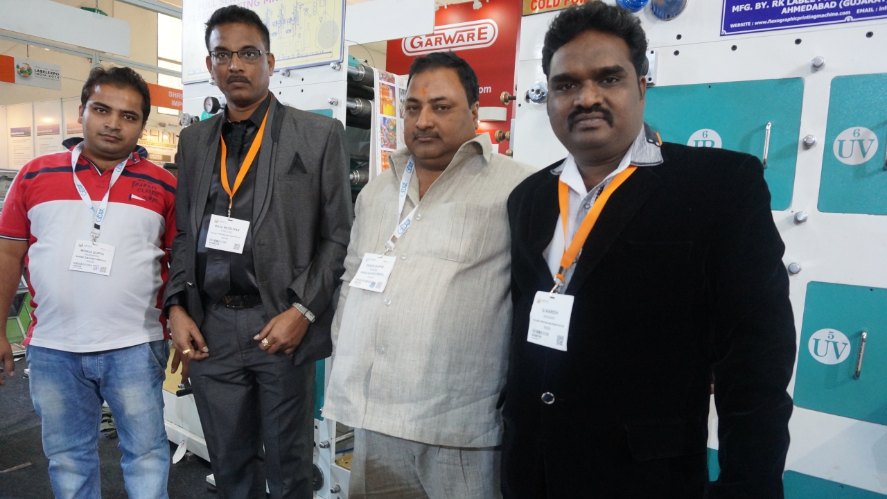 R K Label Printing Machinery and Shree Ganesh Prints with the 6-color all UV flexo press at Labelexpo India