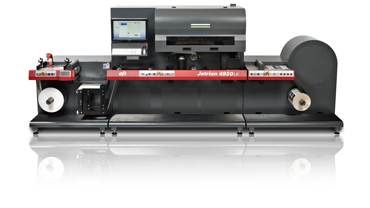 The production line features the 13in-wide EFI Jetrion 4950LX LED narrow web press, which is now available with a new white ink module