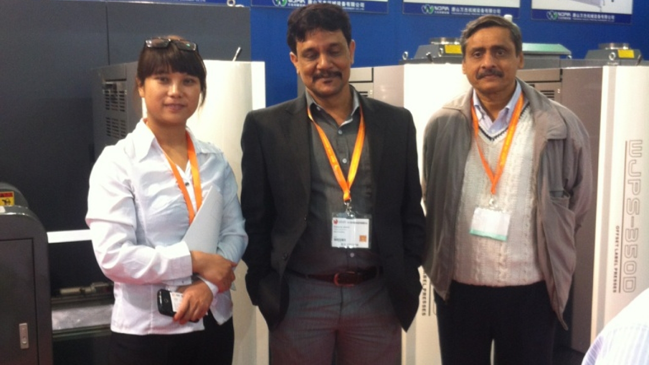 Himanshu Bhatt and Humayun Ahmed, partners at Morsef Machines at Wanjie Machinery stand at Labelexpo Asia 2013