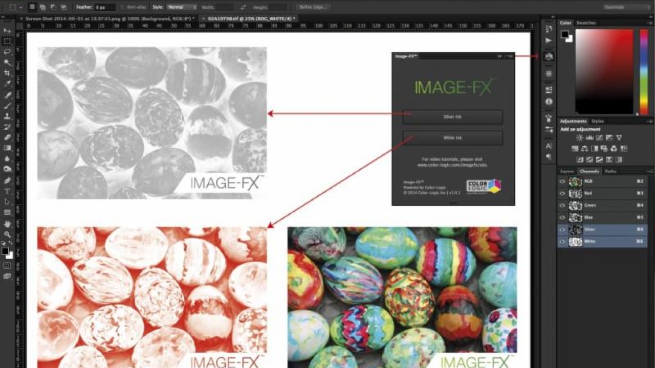 Color-Logic has released Image-FX, a software plug-in that automatically creates a metallic ink separation for conventional printing or a white ink separation for use with metallic substrates