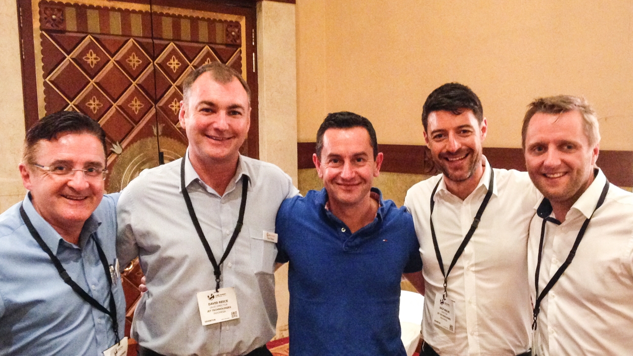 Pictured (from left): Martin McEwan, Jet Technologies Indonesia; David Reece, Jet Technologies Indonesia; Gary Seward, Pulse Roll Label Products; Jack Malki, Jet Technologies; and Darren Hallett, Pulse Roll Label Products Pictured (from left): Martin McEwan, Jet Technologies Indonesia; David Reece, Jet Technologies Indonesia; Gary Seward, Pulse Roll Label Products; Jack Malki, Jet Technologies; and Darren Hallett, Pulse Roll Label Products