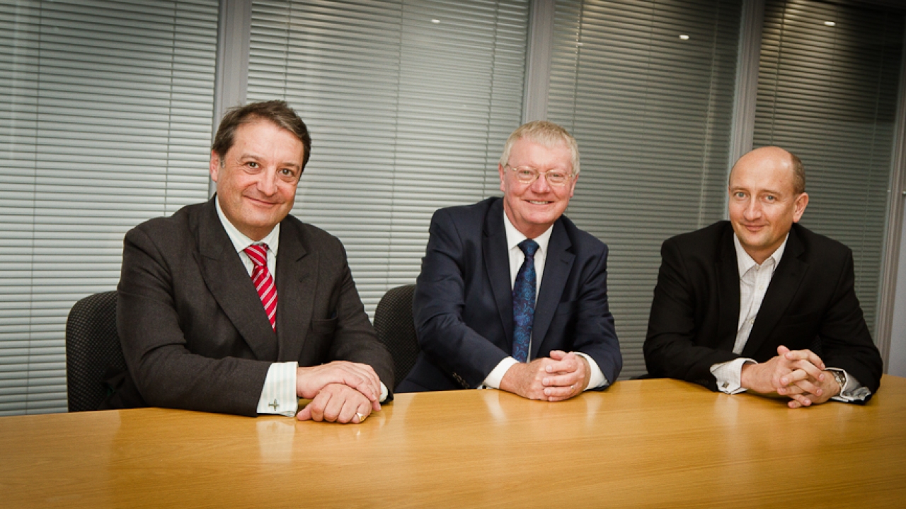 Pictured (from Left): sales director Hugo Gell, non-executive chairman Dennis Marrison and managing director Dr Adrian Steele from the Mercian Labels board of directors