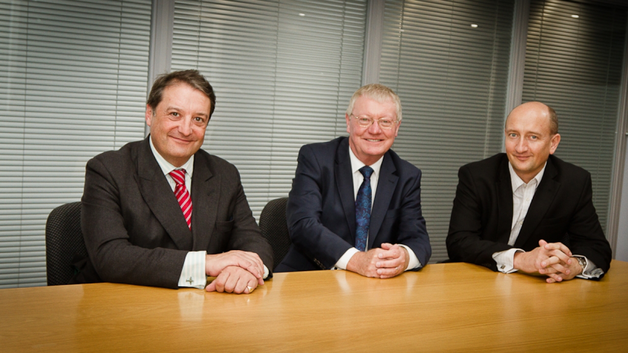 Pictured (from Left): sales director Hugo Gell, non-executive chairman Dennis Marrison and managing director Dr Adrian Steele from the Mercian Labels board of directors Pictured (from Left): sales director Hugo Gell, non-executive chairman Dennis Marrison and managing director Dr Adrian Steele from the Mercian Labels board of directors
