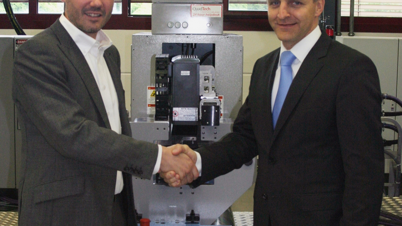 Stephan Doppelhammer (left), QuadTech market manager for packaging, and Bernd Sauter, CEO of Muller Martini’s press division