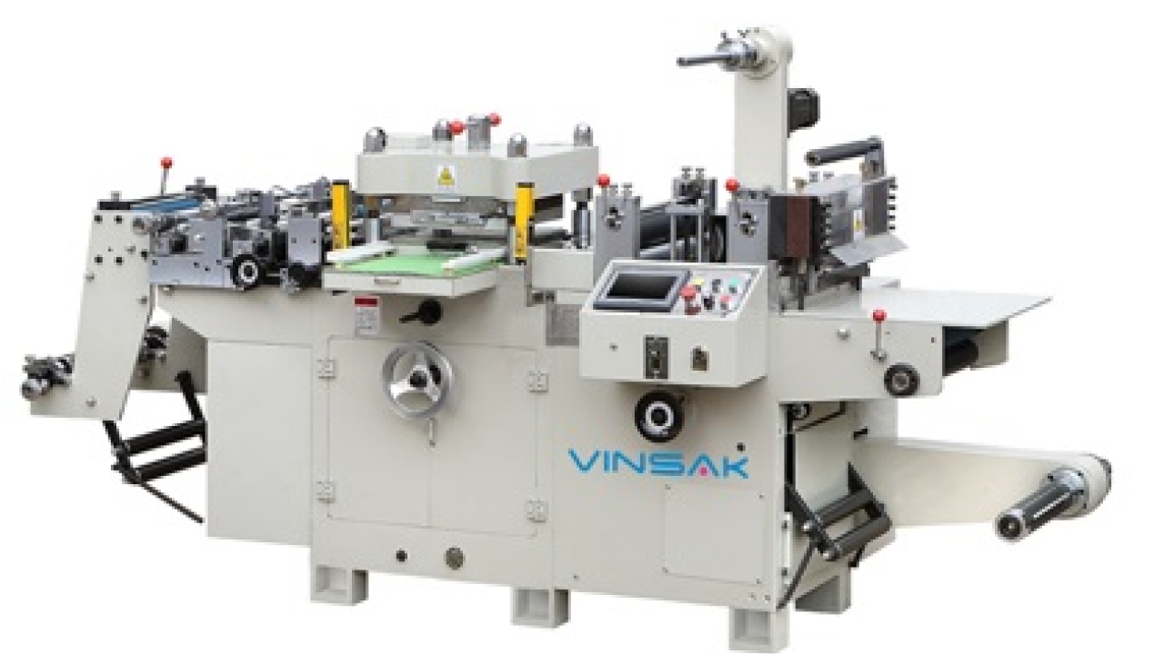 The Vinsak LFD350 provides a wide range of applications, including die-cutting, creasing, perforating, kiss-cutting, combined embossing and hot foiling, and hologram stamping