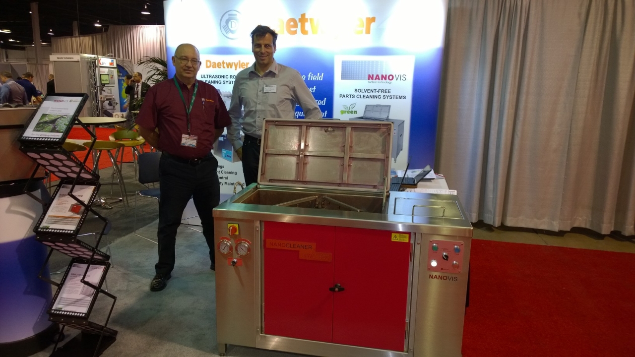 Pictured (from left): Daetwyler USA sales engineer John M. Faulkner and Sandro Marcoli of Nanovis with the Nanocleaner NWC-800 Pictured (from left): Daetwyler USA sales engineer John M. Faulkner and Sandro Marcoli of Nanovis with the Nanocleaner NWC-800