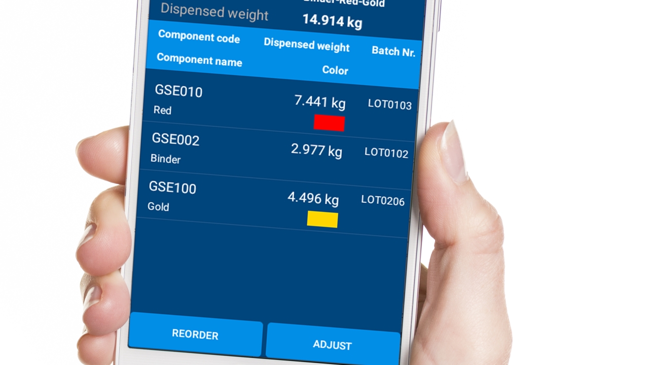 GSE Ink manager is supported by mobile applications that allow remote data entry and access to real-time information, facilitated by Wi-Fi connection to the ink dispenser