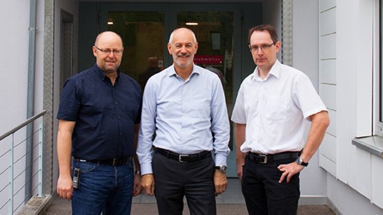 Pictured (from left): Lerchmüller production manager Boris Wyrsch, general manager Rolf Dörig, and general manager Patrick Lerchmüller