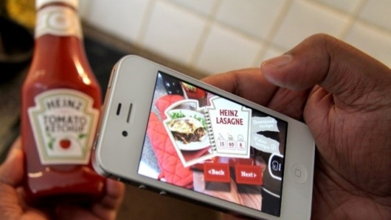 The Blippar app harnesses image recognition and augmented reality technology to transform a Heinz tomato ketchup bottle into a consumer-centric interactive experience