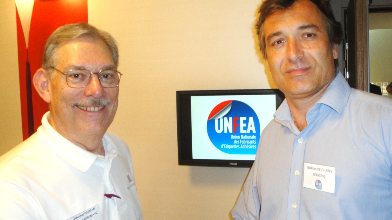 Ed Pittman (left), Martin Automatic sales manager for Southern Europe, with Gaetan de Charry (right) of Tekaxess