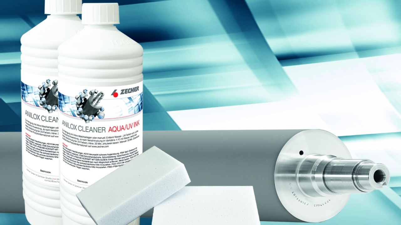 Zecher now offers its customers in the printing industry cleaning products for in-house cleaning of anilox rolls.