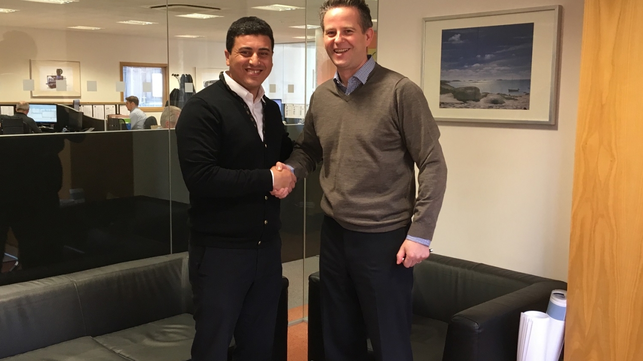 Edale managing director James Boughton (right) with his counterpart at Redagraph, Reda Moukite (left)